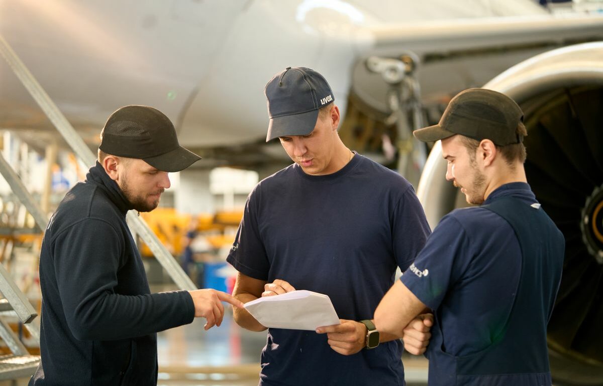 Team Working meeting in New aircraft maintenance facility in Punta Cana